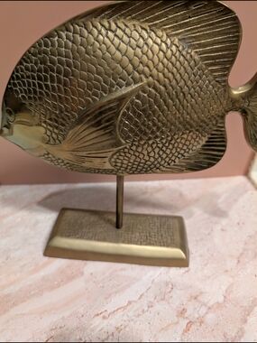 Brass Fish Table Accent - Gold Decorative Sculpture large! Vintage